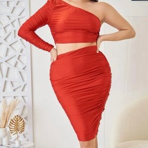 Two Piece One Shoulder Dress